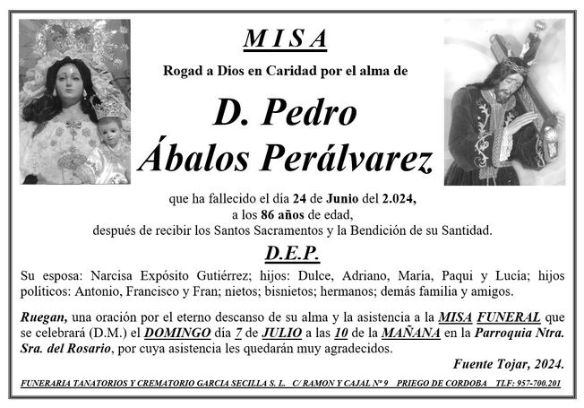 MISA DE D PEDRO ÁBALOS PERÁLVAREZ