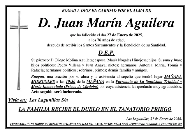 SEPELIO DE D JUAN MARÍN AGUILERA