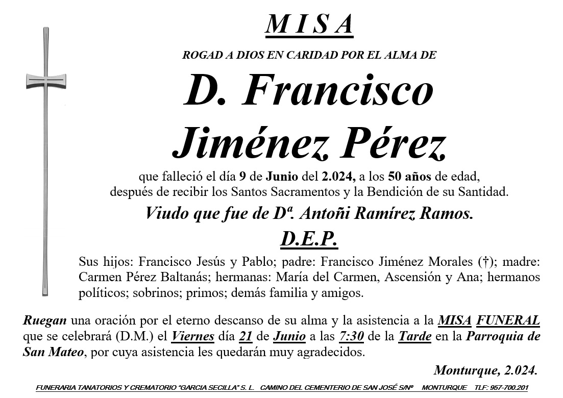 MISA DE D FRANCISCO JIMÉNEZ PÉREZ