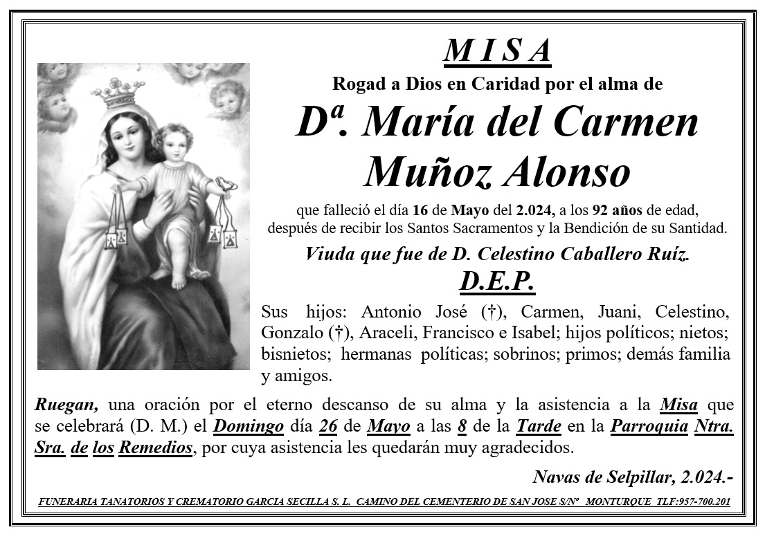 MISA DE Dª MARIA DEL CARMEN MUÑOZ ALONSO