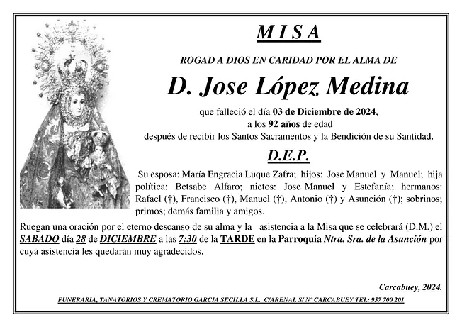 MISA DE D JOSÉ LÓPEZ MEDINA