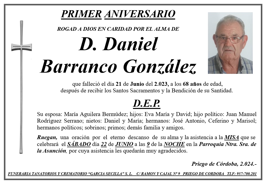 MISA DE D DANIEL BARRANCO GONZÁLEZ