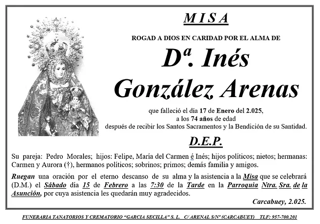 MISA DE Dª INÉS GONZÁLEZ ARENAS