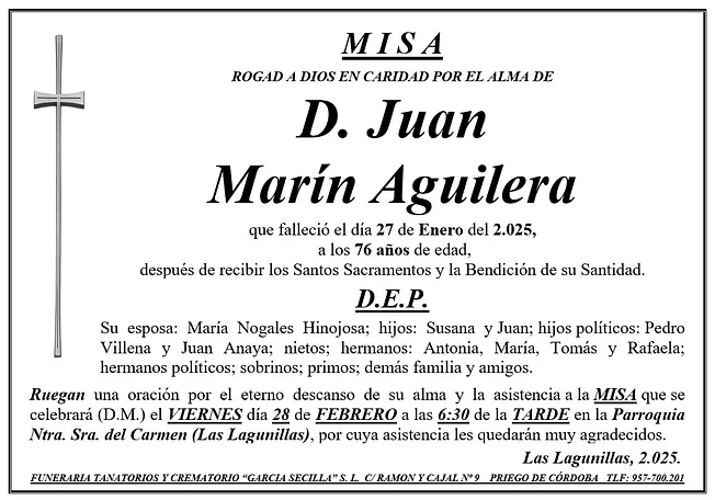 MISA DE D JUAN MARÍN AGUILERA