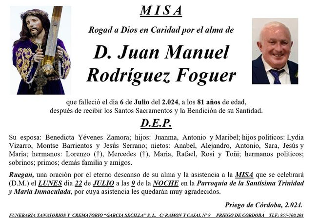 MISA DE D JUAN MANUEL RODRÍGUEZ FOGUER