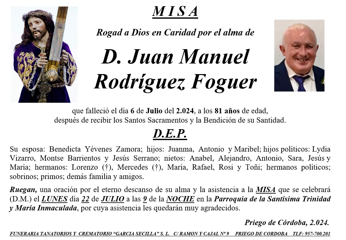 MISA DE D JUAN MANUEL RODRÍGUEZ FOGUER