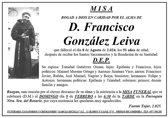 MISA DE D FRANCISCO GONZÁLEZ LEIVA