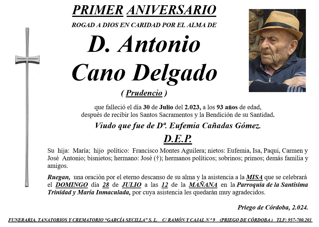 MISA PRIMER ANIVERSARIO DE D ANTONIO CANO DELGADO
