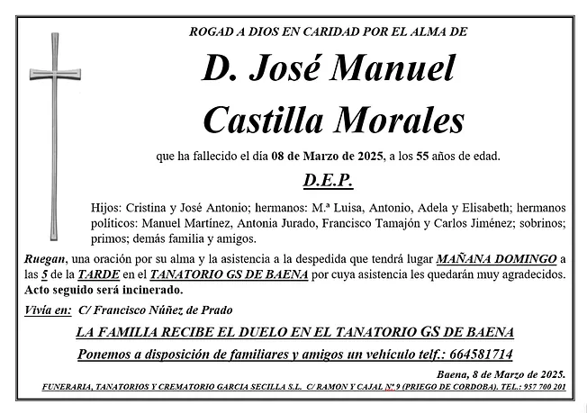 SEPELIO DE D. JOSE MANUEL CASTILLA MORALES