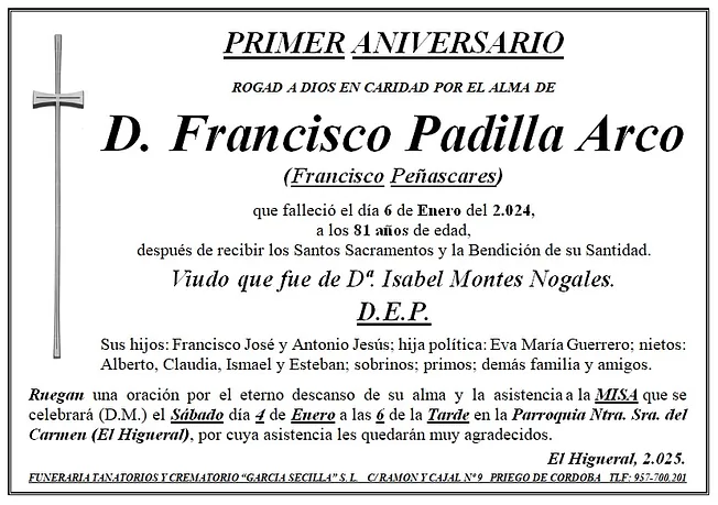 MISA DE D FRANCISCO PADILLA ARCO