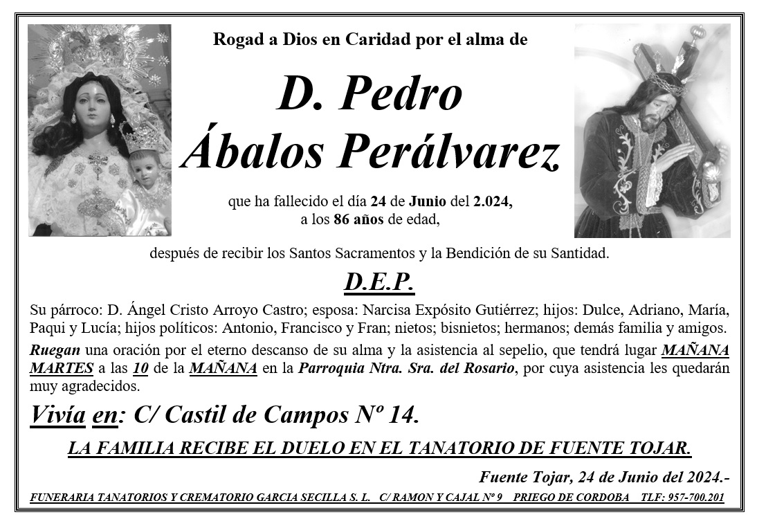 SEPELIO DE D PEDRO ÁBALOS PERÁLVAREZ