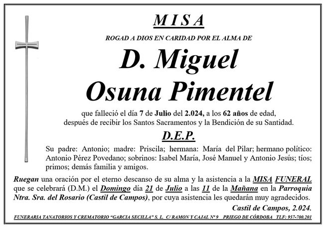 MISA DE D MIGUEL OSUNA PIMENTEL