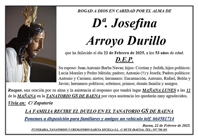 SEPELIO DE Dª. JOSEFINA ARROYO DURILLO