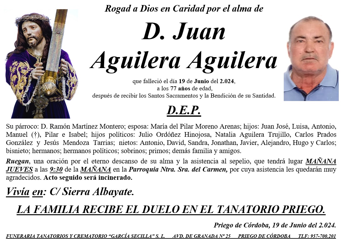 SEPELIO DE D JUAN AGUILERA AGUILERA