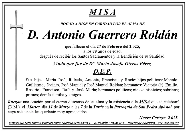 MISA DE D ANTONIO GUERRERTO ROLDÁN