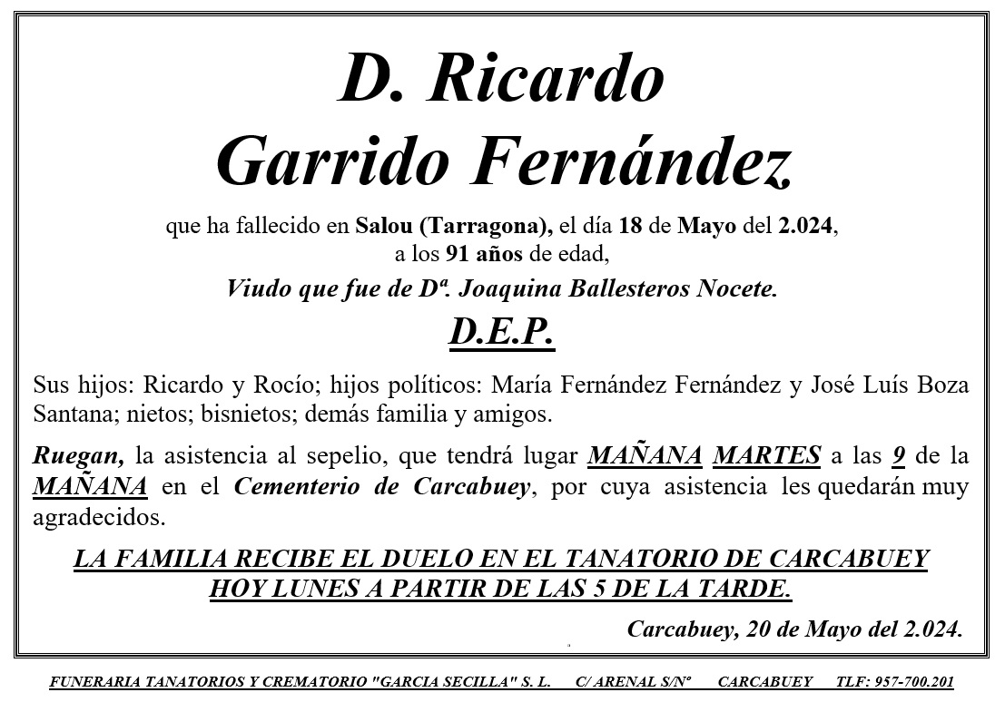 SEPELIO DE D RICARDO GARRIDO FERNANDEZ