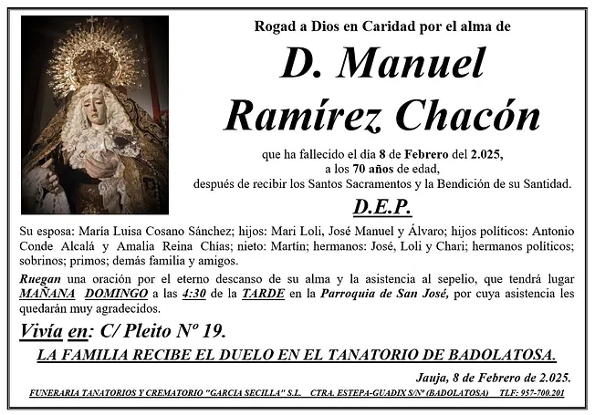 SEPELIO DE D MANUEL RAMÍREZ CHACÓN