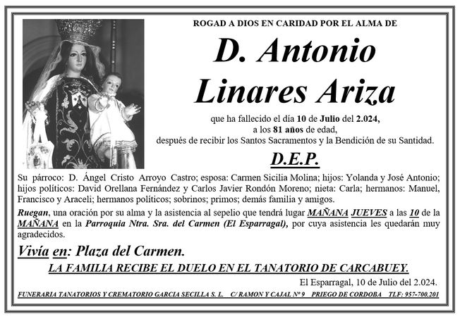 SEPELIO DE D ANTONIO LINARES ARIZA