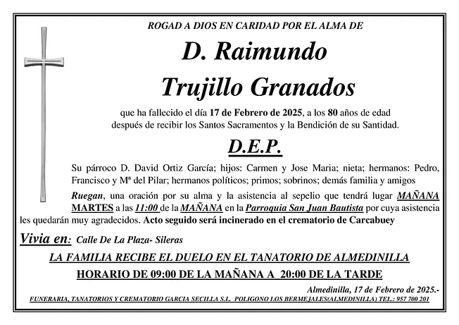 SEPELIO DE D. RAIMUNDO TRUJILLO GRANADOS