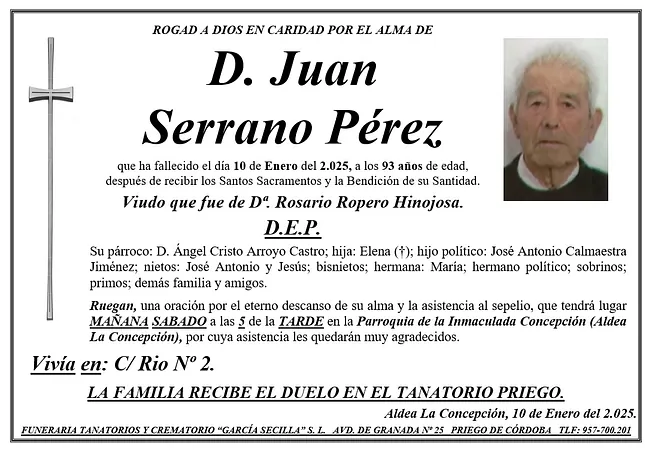 SEPELIO DE D JUAN SERRANO PÉREZ