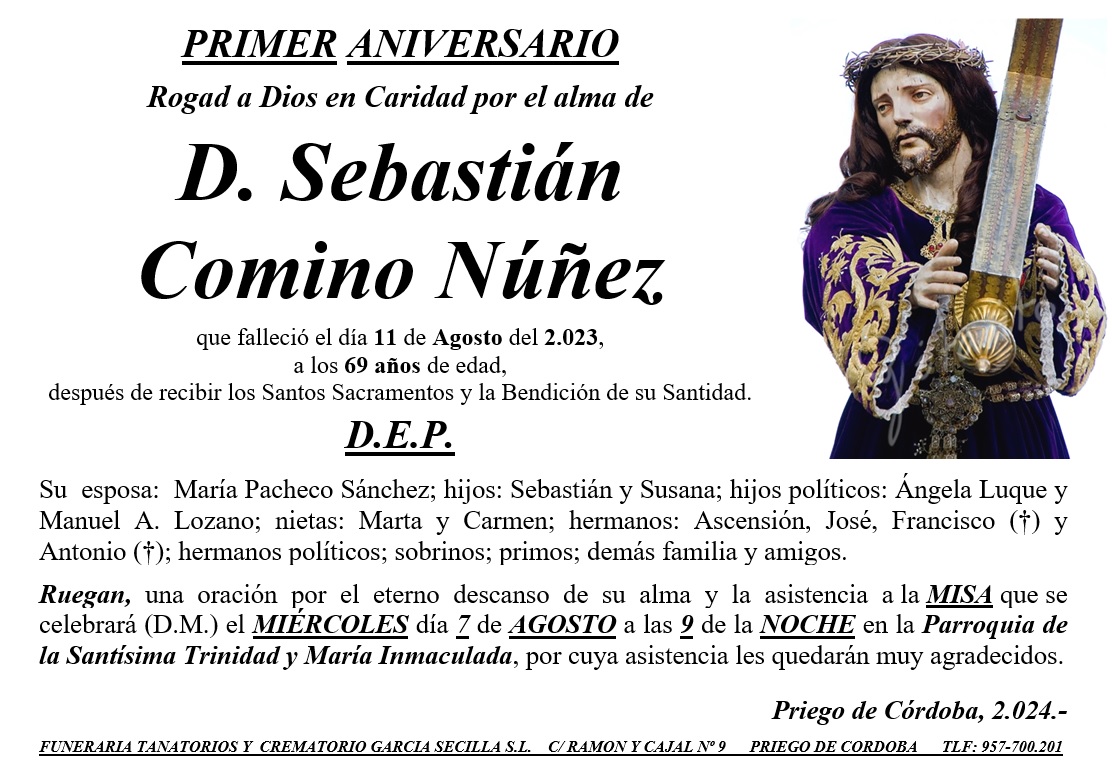 MISA PRIMER ANIVERSARIO DE D SEBASTIAN COMINO NUÑEZ