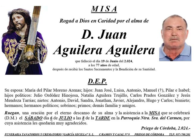 MISA DE D JUAN AGUILERA AGUILERA